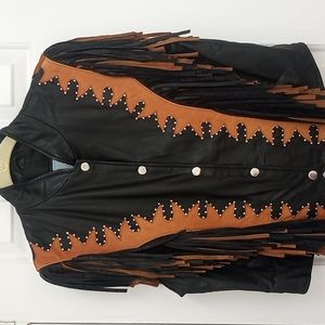 NWT- Fringed Leather Vest size M